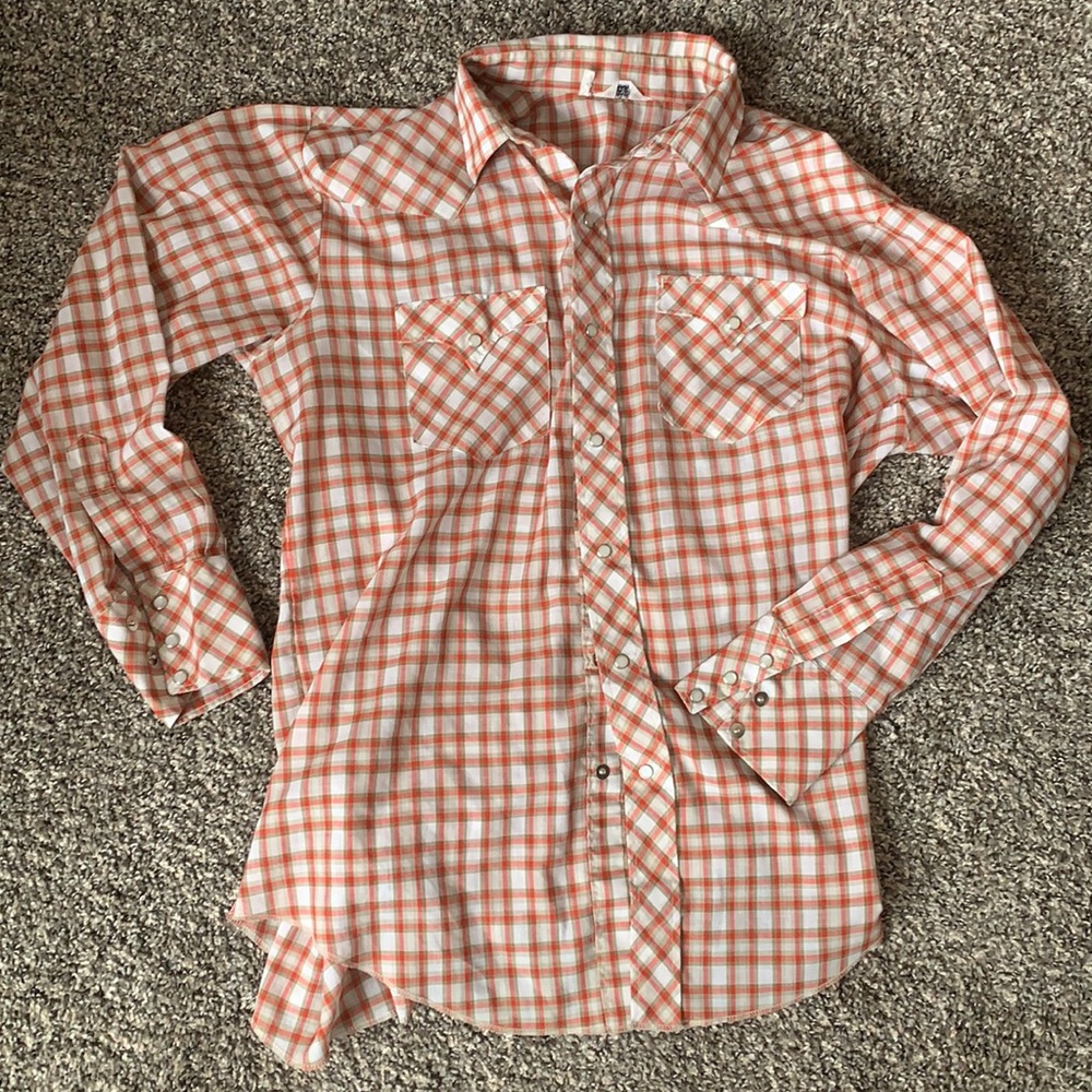 Orange western button-snap shirt